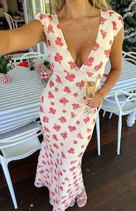 Womenswear: Cali Red Floral Maxi Dress