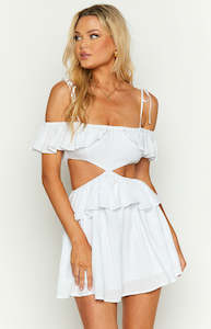 Womenswear: Alyssa White Ruffle Mini Dress