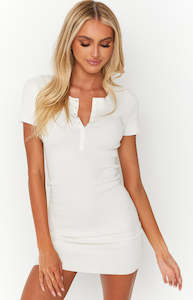 Womenswear: Oracle White Button Mini Dress