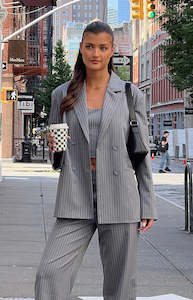 Louis Grey Striped Oversized Blazer