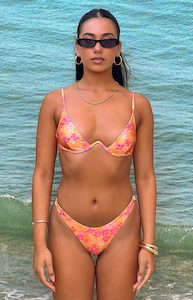 9.0 Swim Montego Orange Floral Underwire Bikini Top