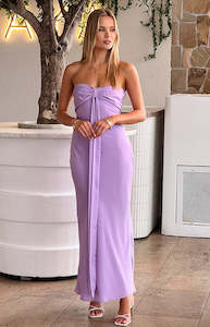 Ariella Lilac Satin Strapless Maxi Dress