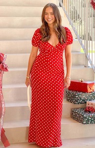 Lovella Red Polka Dot Maxi Dress