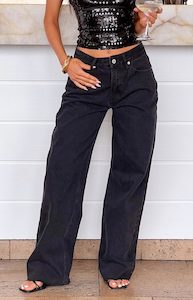 Womenswear: She's Yours Black Wide Leg Boyfriend Jeans