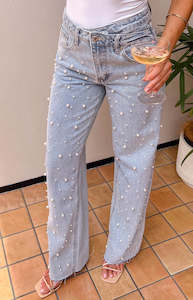 Womenswear: Denim Dazzle Pearl Light Wash High Waisted Jeans