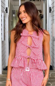 Baxter Red Gingham Top