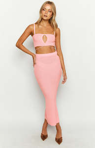 Ellah Pink Knit Midi Skirt