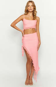 Jemerson Pink Ruffle Midi Skirt