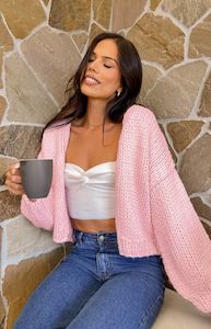 Sorbet Pink Chunky Cardigan