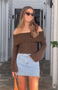 Joey Brown Off Shoulder Sweater