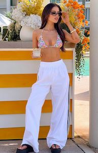 Jenner White Linen Blend Pants