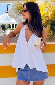 Womenswear: Petie White Linen Blend Top