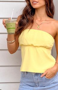 Womenswear: Lou Lou Yellow Strapless Top