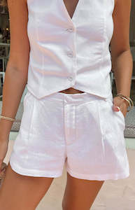 Womenswear: Flora White Linen Blend Tailored Shorts