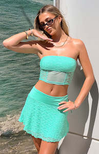 Womenswear: Stay Teal Lace Mini Skirt