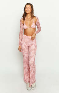 Main Act Pink Swirl Snake Print Pants