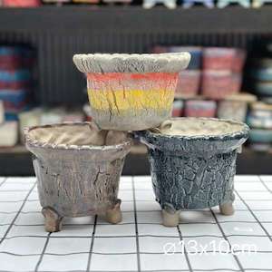 Cosmetic: Woodland Aura Succulent Pottery Pot， 3 random as a set