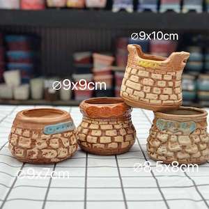 Singular Brick Bloom Succulent Pottery Pot， 4 random as a set