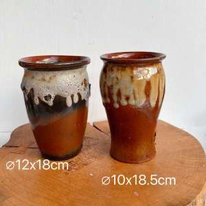 Glazed Pottery Dripping Elegance Pot Brown Two styles available