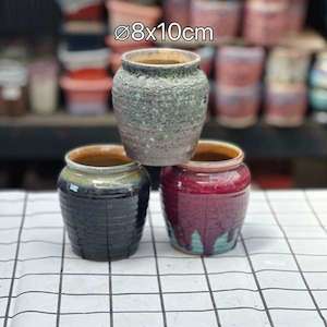 Glazed Pottery Artisan Pot， 3 random color as a set