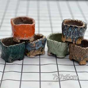 Dyed Cracks Square Succulent Pottery Pot， 4 random as a set