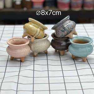 Petite Prism Succulent Pottery Pot， 3 random as a set