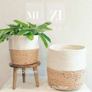 Handmade Basket White Cotton and Weed 葫芦草白棉手工藤编小篮