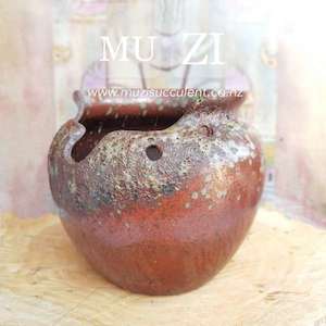 Glazed Pottery Caramel Large Size Round Pot Φ 18.5 x 19cm