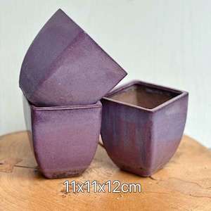 Amethyst Square Succulent Pot， 3 as a set