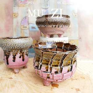 Handmade Glazed Crack Effect Pots Φ 13-16cm x 12-15cm Random Styles