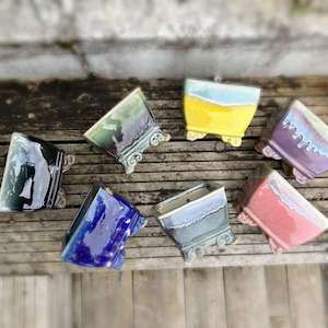 Glazed Pottery Glazed Oil Painting style Square Pot-Random Colors