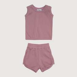 Wide Ribbed Sporty 2-Piece Set - Mauve