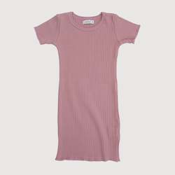 Wide Ribbed Dress - Mauve