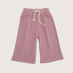 Wide Ribbed Crop Leg Pant - Mauve