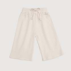 Wide Ribbed Crop Leg Pant - Milk