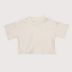 Wide Ribbed Short Sleeve Boxy Tee - Milk