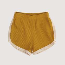 Retro Ribbed Shorts - Gold