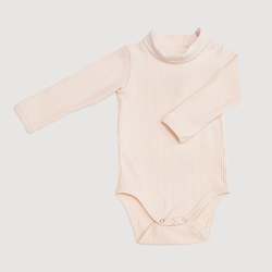 Mock Neck Ribbed Long Sleeve Bodysuit - Oatmeal