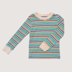 Cuffed Long Sleeve Top - Blue Stripes