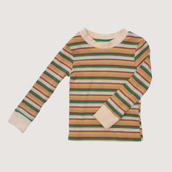 Cuffed Long Sleeve Top - Tan Stripes