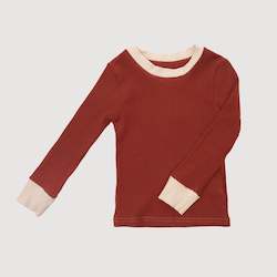 Baby wear: Cuffed Long Sleeve Top - Rust