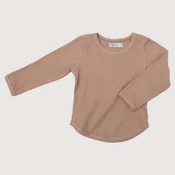 Baby wear: Ribbed Long Sleeve Top - Taupe