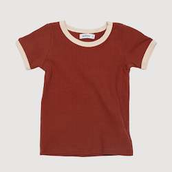 Retro Ringer Ribbed Tee - Rust