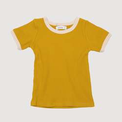 Retro Ringer Ribbed Tee - Gold