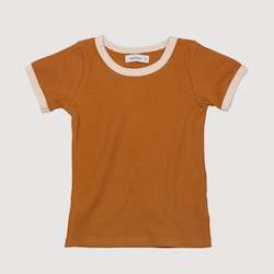 Retro Ringer Ribbed Tee - Mustard