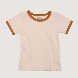 Baby wear: Retro Ringer Ribbed Tee - Oatmeal with Mustard Binds