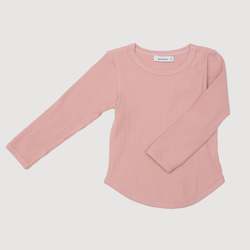 Baby wear: Ribbed Long Sleeve Top - Musk Pink