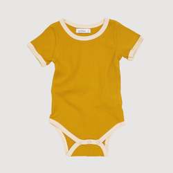 Retro Ringer Ribbed Bodysuit - Gold