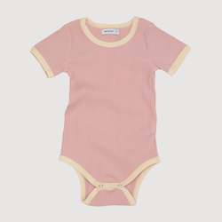 Baby wear: Retro Ringer Ribbed Bodysuit - Musk Pink