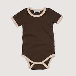 Retro Ringer Ribbed Bodysuit - Olive